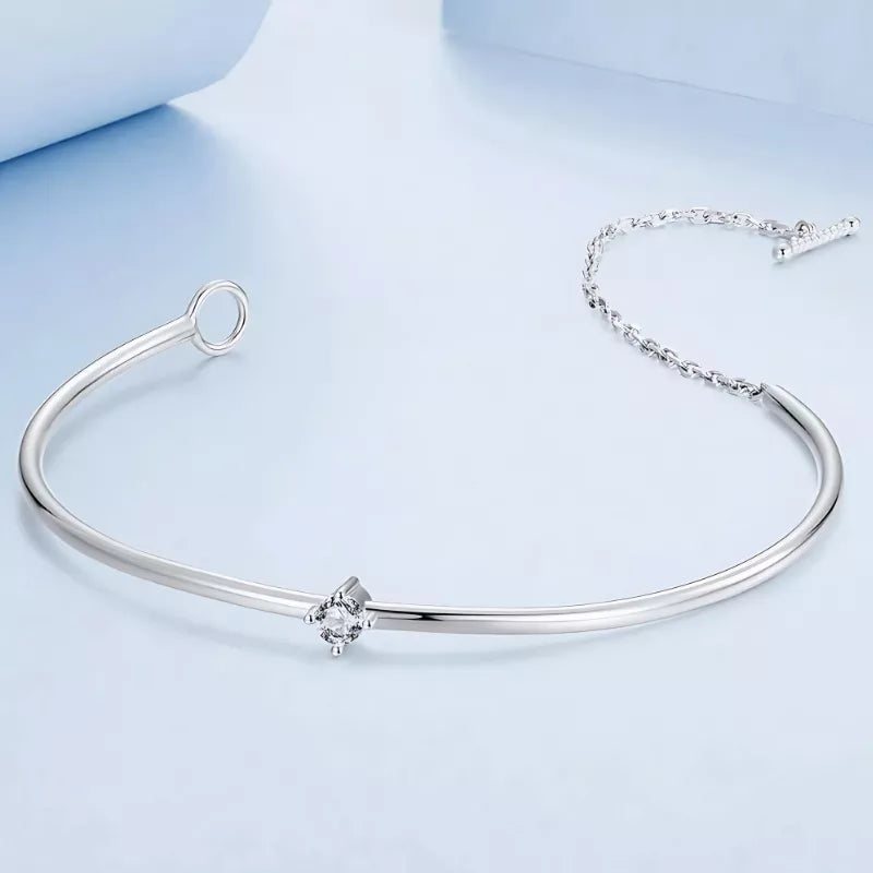 Bracelete de Prata Banhado a Ouro Branco BellaWoman