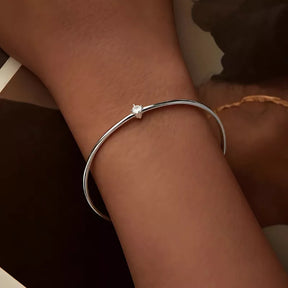 Bracelete de Prata Banhado a Ouro Branco BellaWoman