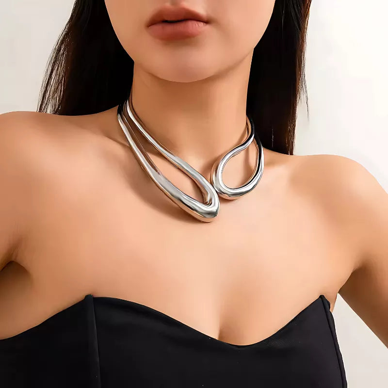 Colar Choker Grande Aberto com Linha Dupla BellaWoman