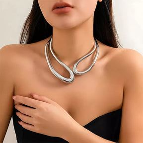 Colar Choker Grande Aberto com Linha Dupla BellaWoman