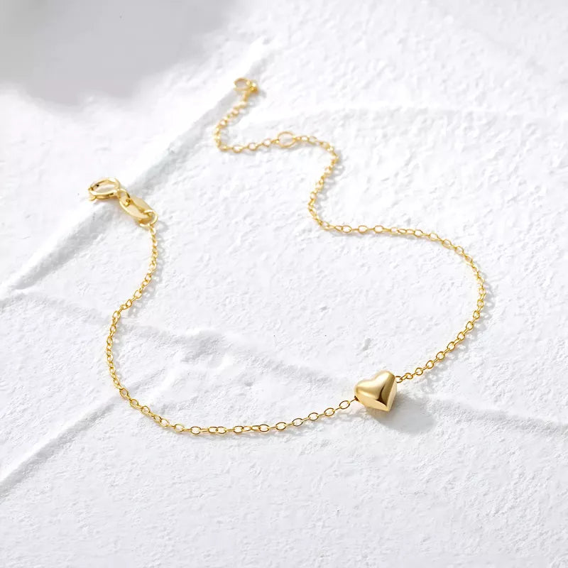 Pulseira de Prata Banhada a Ouro 18K com Coração BellaWoman