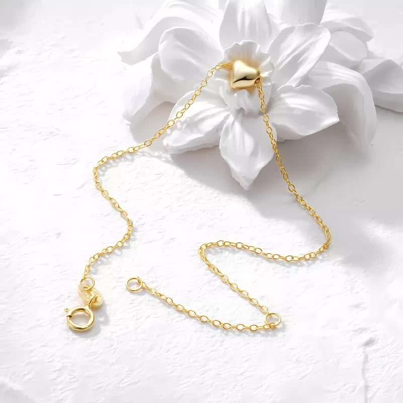 Pulseira de Prata Banhada a Ouro 18K com Coração BellaWoman