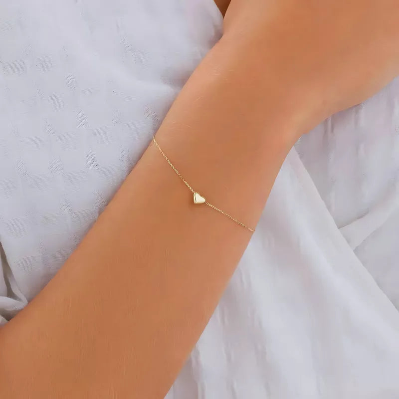 Pulseira de Prata Banhada a Ouro 18K com Coração BellaWoman