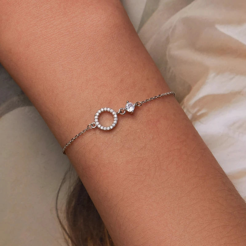 Pulseira de Prata com Anel Cravejado BellaWoman