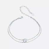 Pulseira de Prata com Moissanite e Corrente Dupla BellaWoman