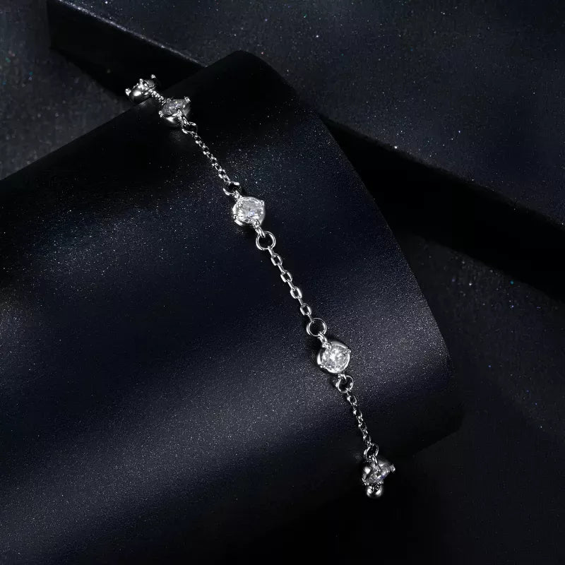 Pulseira de Prata Estrelada Ajustável BellaWoman