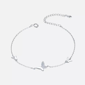 Pulseira de Prata Três Borboletas BellaWoman