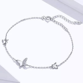 Pulseira de Prata Três Borboletas BellaWoman