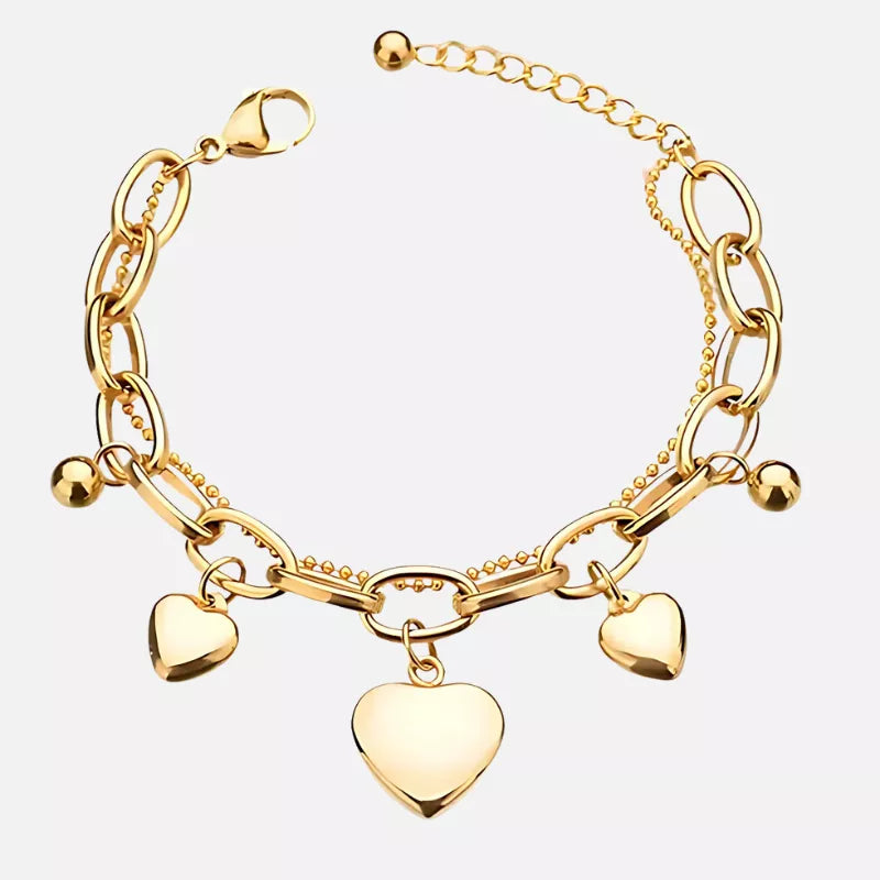 Pulseira Três Corações de Corrente BellaWoman