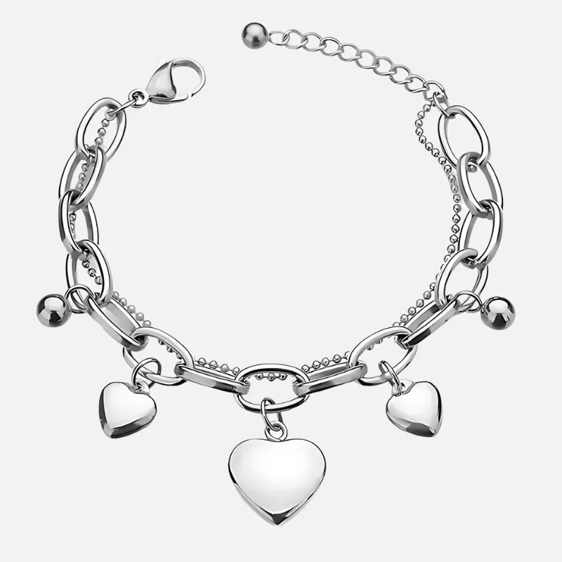 Pulseira Três Corações de Corrente BellaWoman